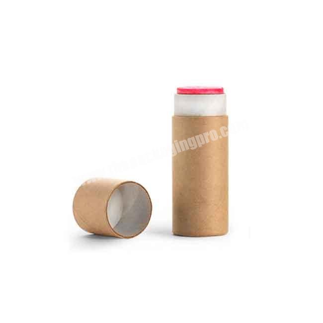 Custom eco kraft round core box packaging empty paper lipstick jar cosmetic tube for lip balm