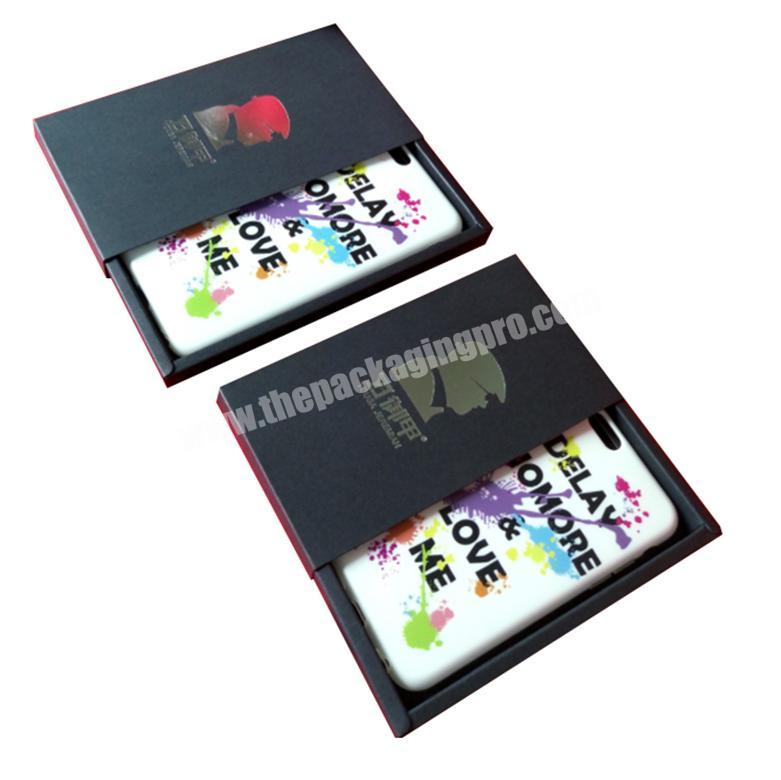 Custom logo Cell Phone Case black paper drawer Packaging Box For Mobile Phone Cases
