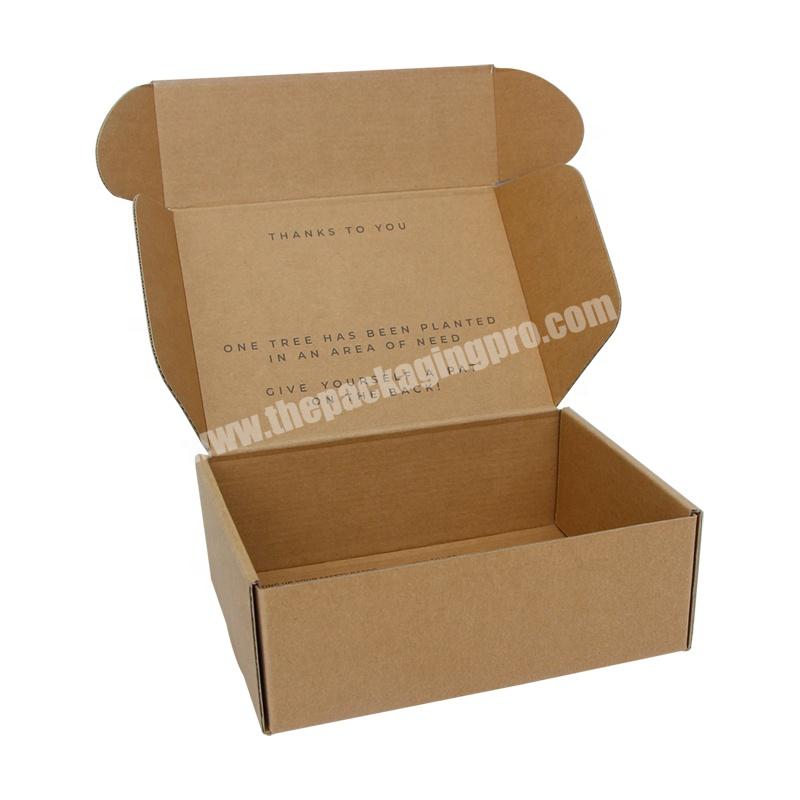Custom logo and size Eco friendly simple Brown corrugated mailer box for kraft paper boxes packaging factory