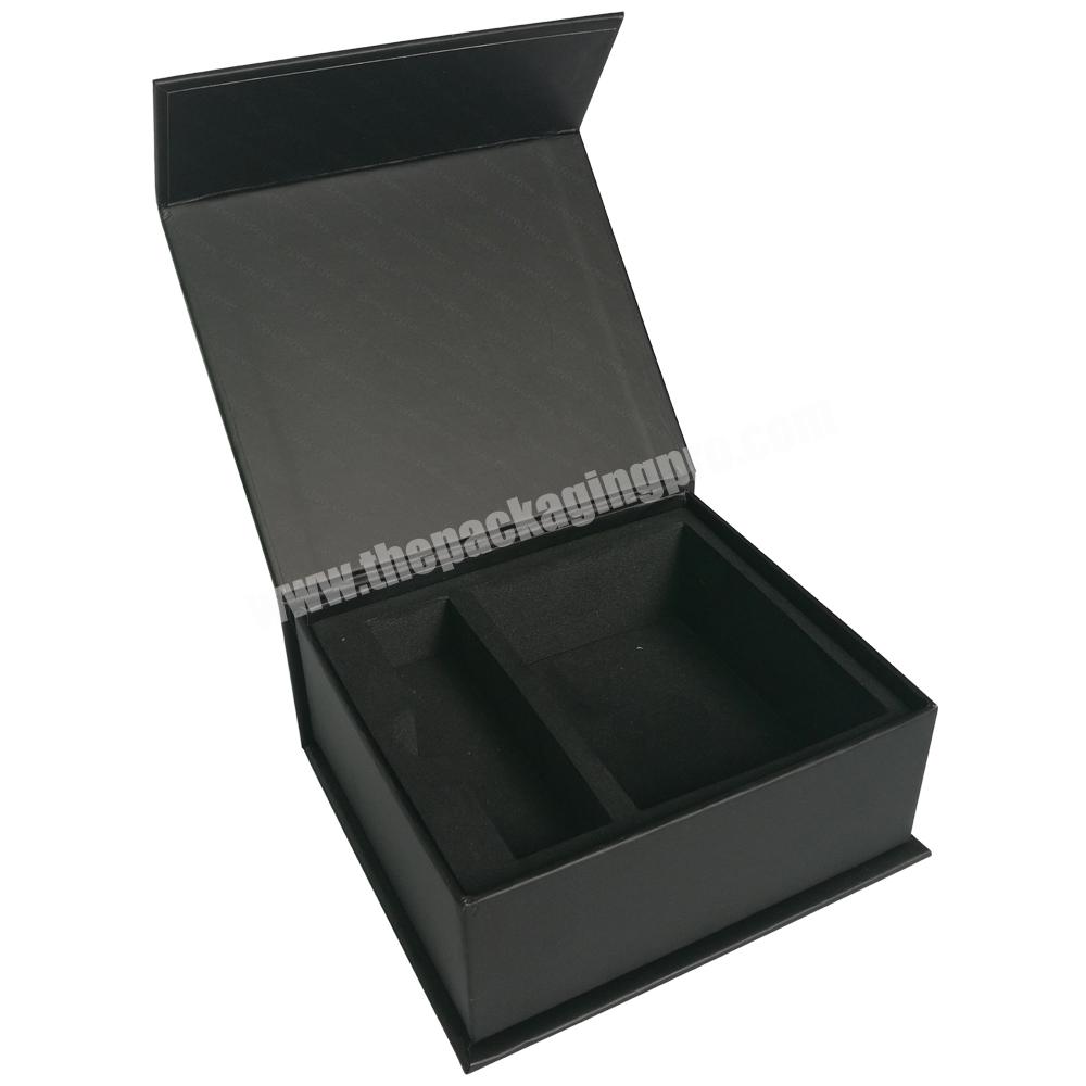 Custom logo magnetic closure plain wholesale black gift box