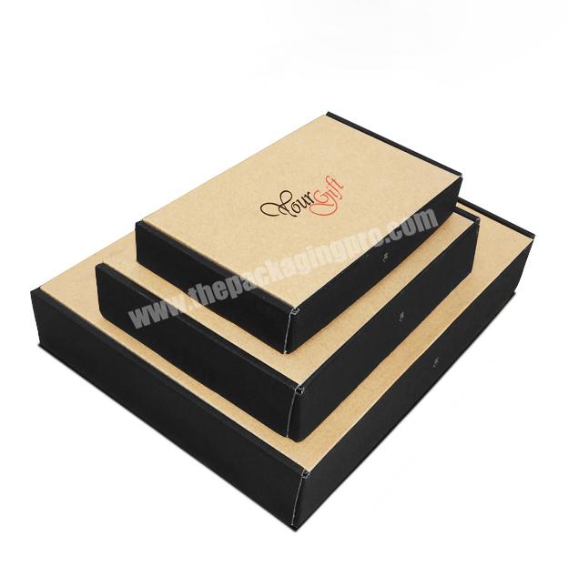 Custom logo printed brown kraft folding corrugated paper carton box packaging clothes for shipping for mailing wholesale