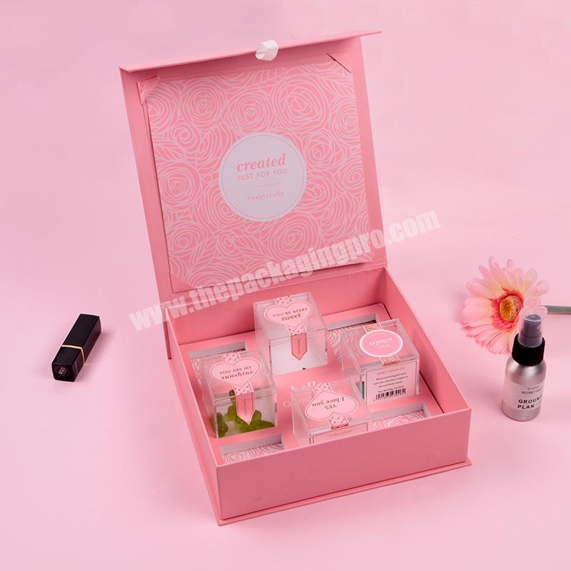 Custom made luxury candy chocolate sliding paper drawer gift box packaging for acrylic cube with eva insert wholesale