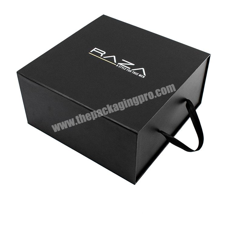 Custom magnetic gift packaging box luxury large rigid cardboard matte black gift box clothing paper box