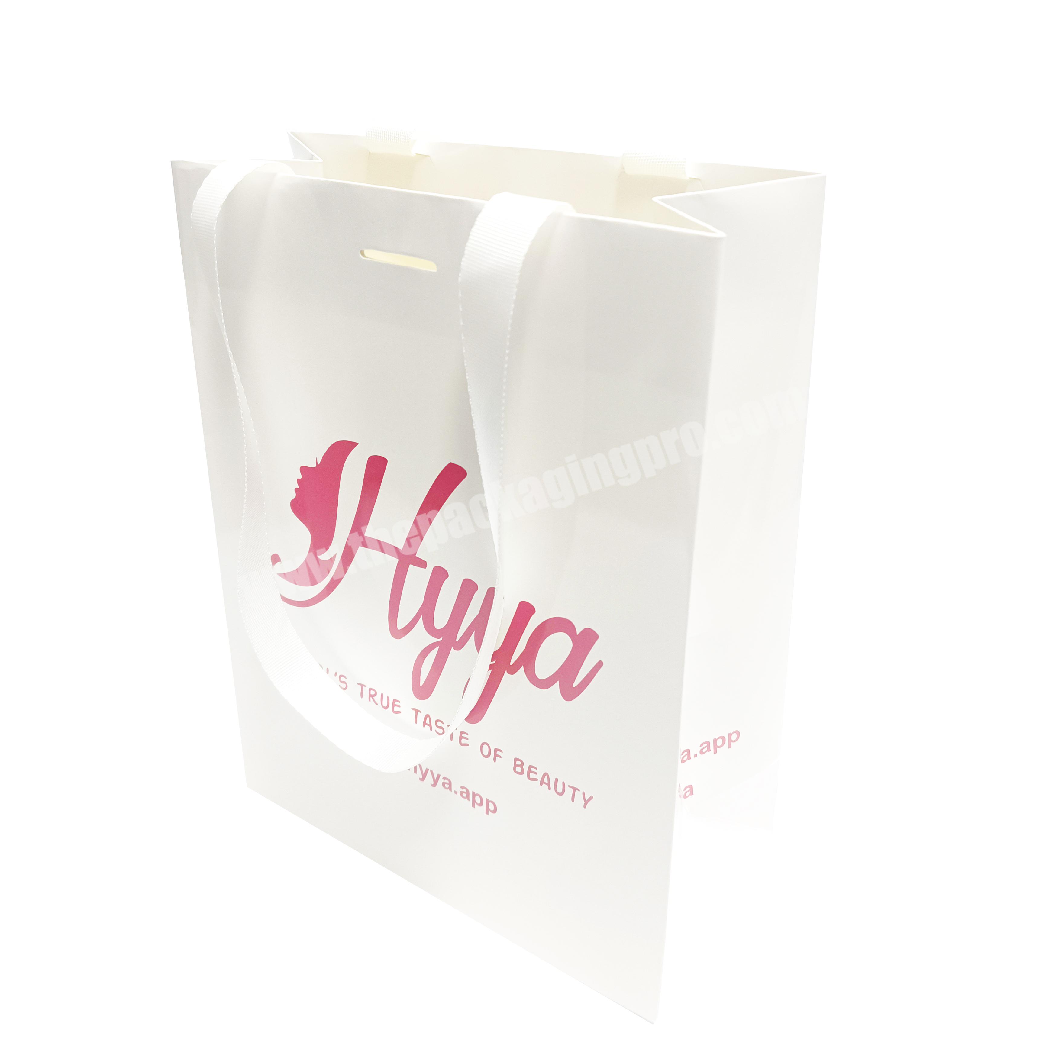 Custom online logo printed handle white paper bag package offset printing for wedding gift bags jewelry