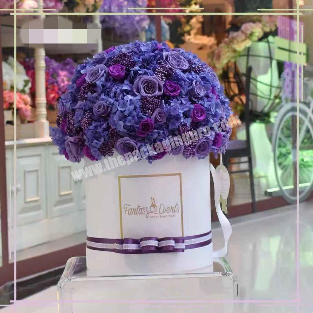 Custom print round cardboard box flower hat box for flowers