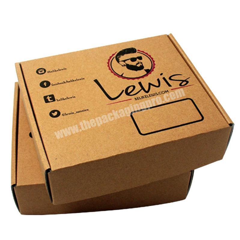 Custom printed logo eco-friendly brown kraft paper rectangle e-flute corrugated cardboard mailer shipping box packaging