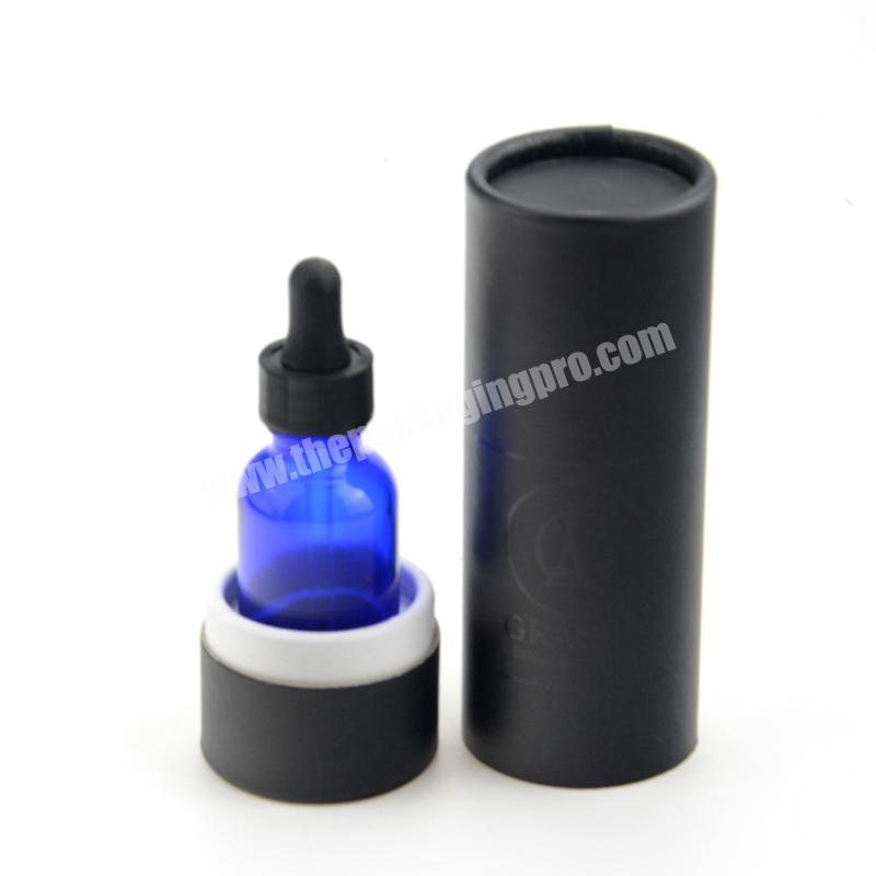 Custom proint essential oil kraft packaging box paper tube black round gift packaging box