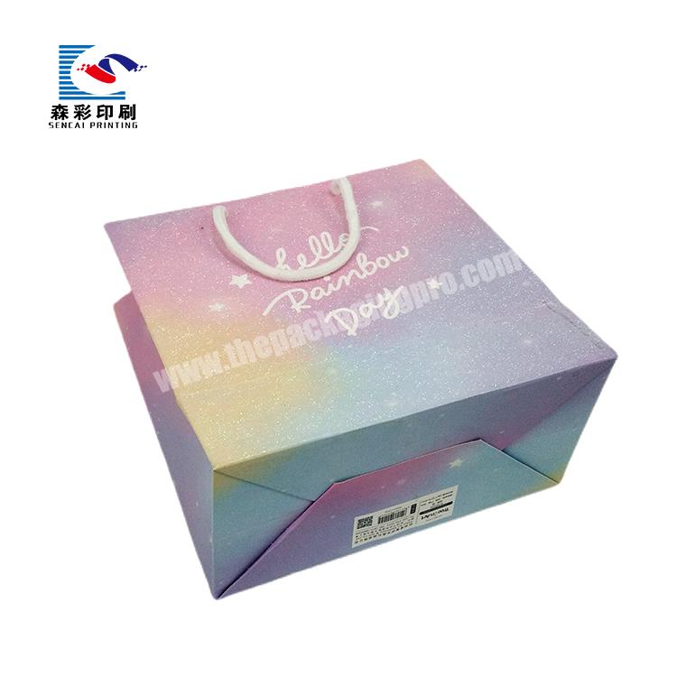 Custom ribbon bowl luxury shopping paper bag gift for kids shoes