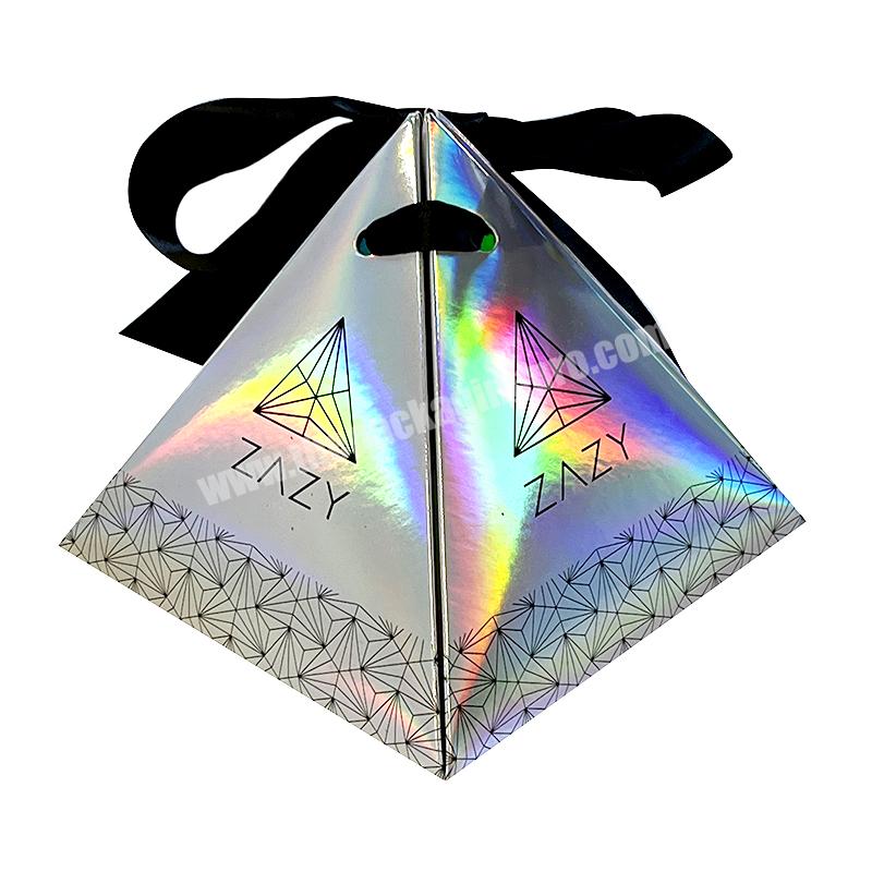 Custom size Pyramid shape small packing box for chocolate candy packaging triangle box for necklace