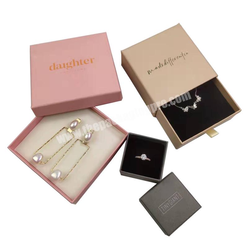 Custom size logo printed hard box necklace ring jewelry necklace gift box