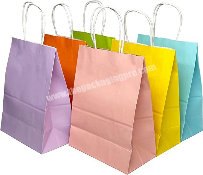 Custom solid durable bottom brown kraft paper take away small product twisted handle shopping carrier bag packing