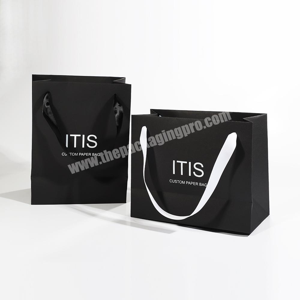 Custom white black luxury gift premium paper tote washable clothing shopping bags with your own logo