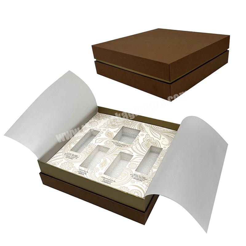 Custom wood grain pattern textured Cardboard Paper Skin Care Cosmetic Packaging gift Box