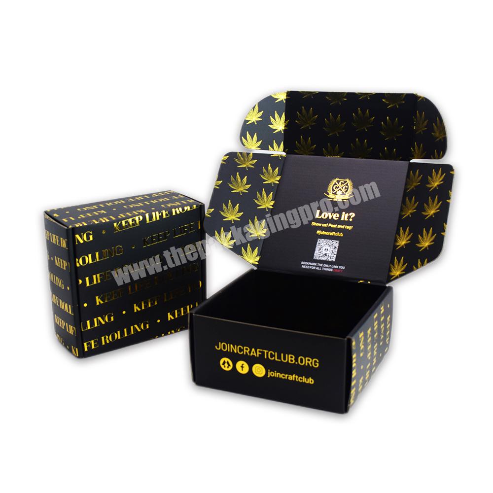Customised Eco Black Gold Corrugated Craft Gift Set Mailer Postal Shipping Packing Paper Coffee Packaging Box With Logo Print