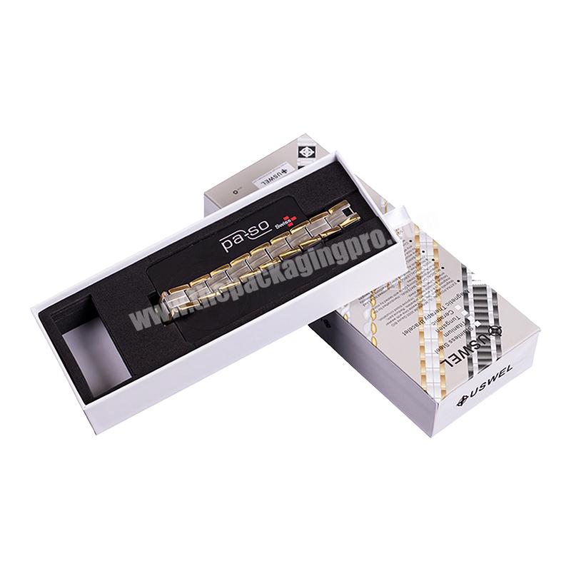 Customize advanced watch chain watchband slide drawer packaging box with ribbon