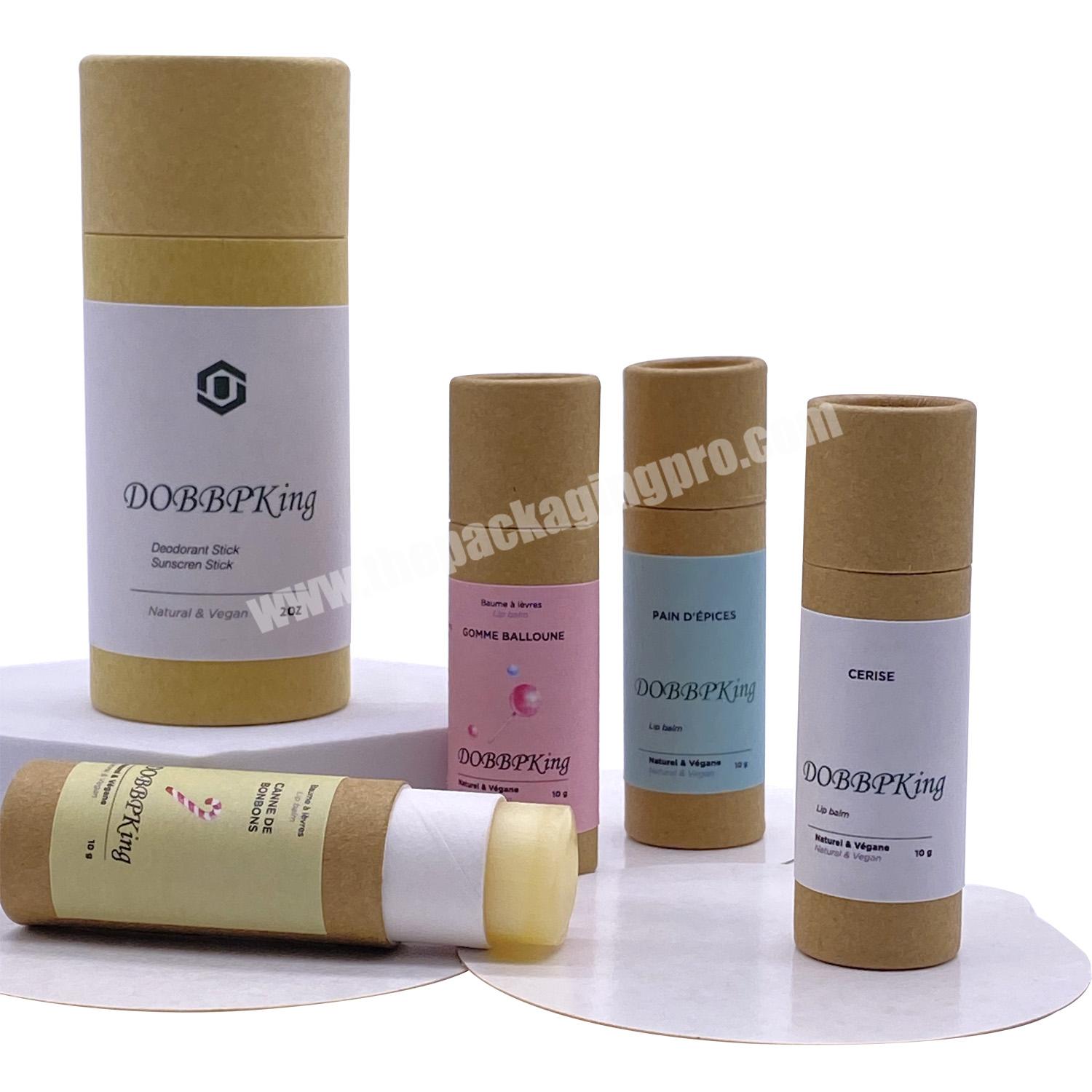Customized Biodegradable Empty Kraft  Cosmetic Push up Lip Balm Paper Tube Packaging