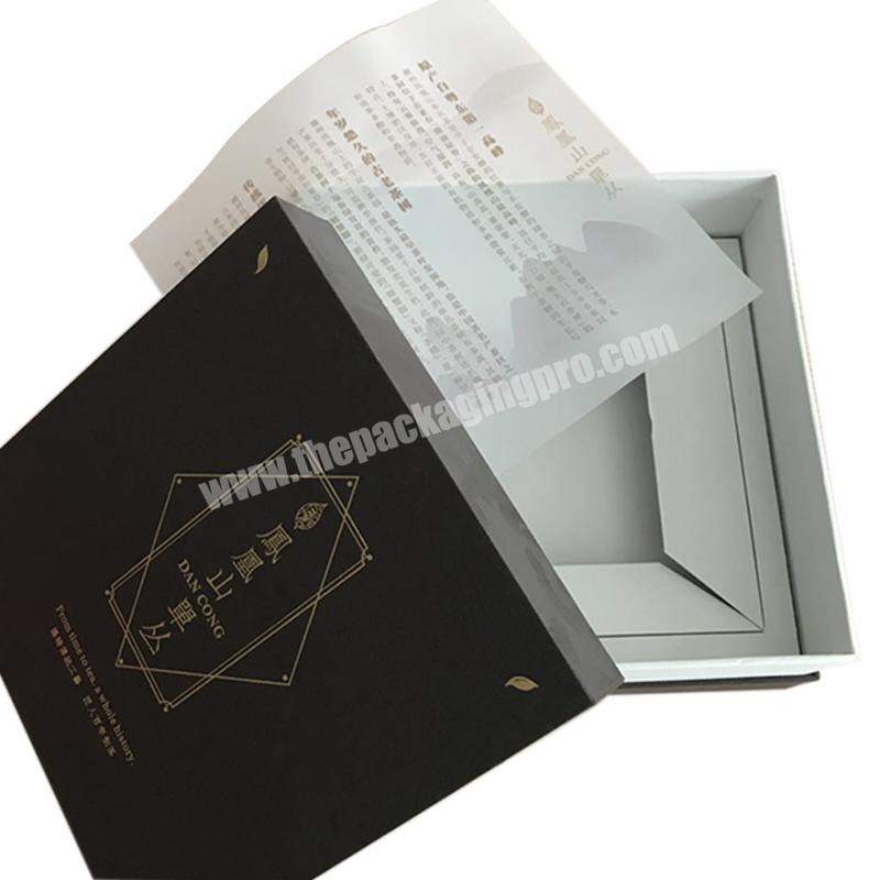 Customized Black Removable Lid And Base With Neck Tea Packaging Gift Box With Paper Insert