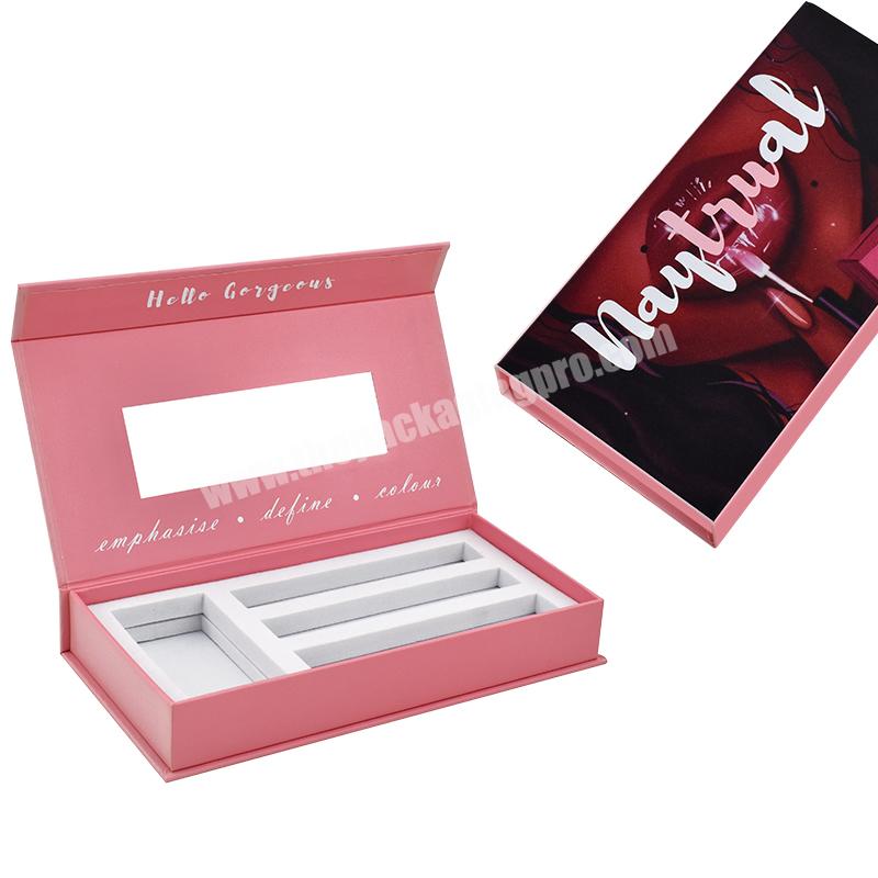 Customized Cardboard Cosmetic Lipstick Box PackagingLip glossLip Glaze Gift Box with Insert with mirror paper boxes