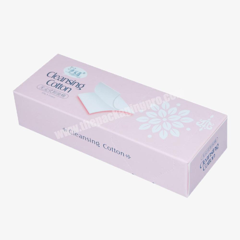 Customized Cleansing Cotton Pad Packaging Box Folding Ivory Paper Cardboard Coemetic Boxes