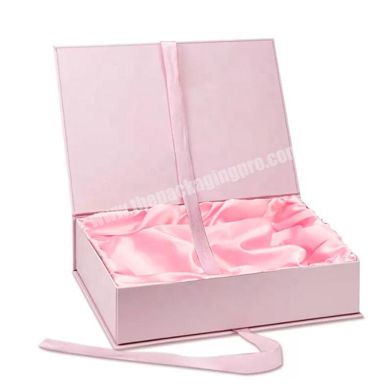 Customized Glitter Pink Cardboard Paper Gift Box Luxury Magnet Bundle Hair Extension Packing Boxes Cosmetic Skin Care Gift Box