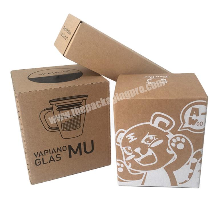 Customized Kraft Paper Corrugated Drinkware Cup Bottle Mug Box Gift Packaging with PVC Window