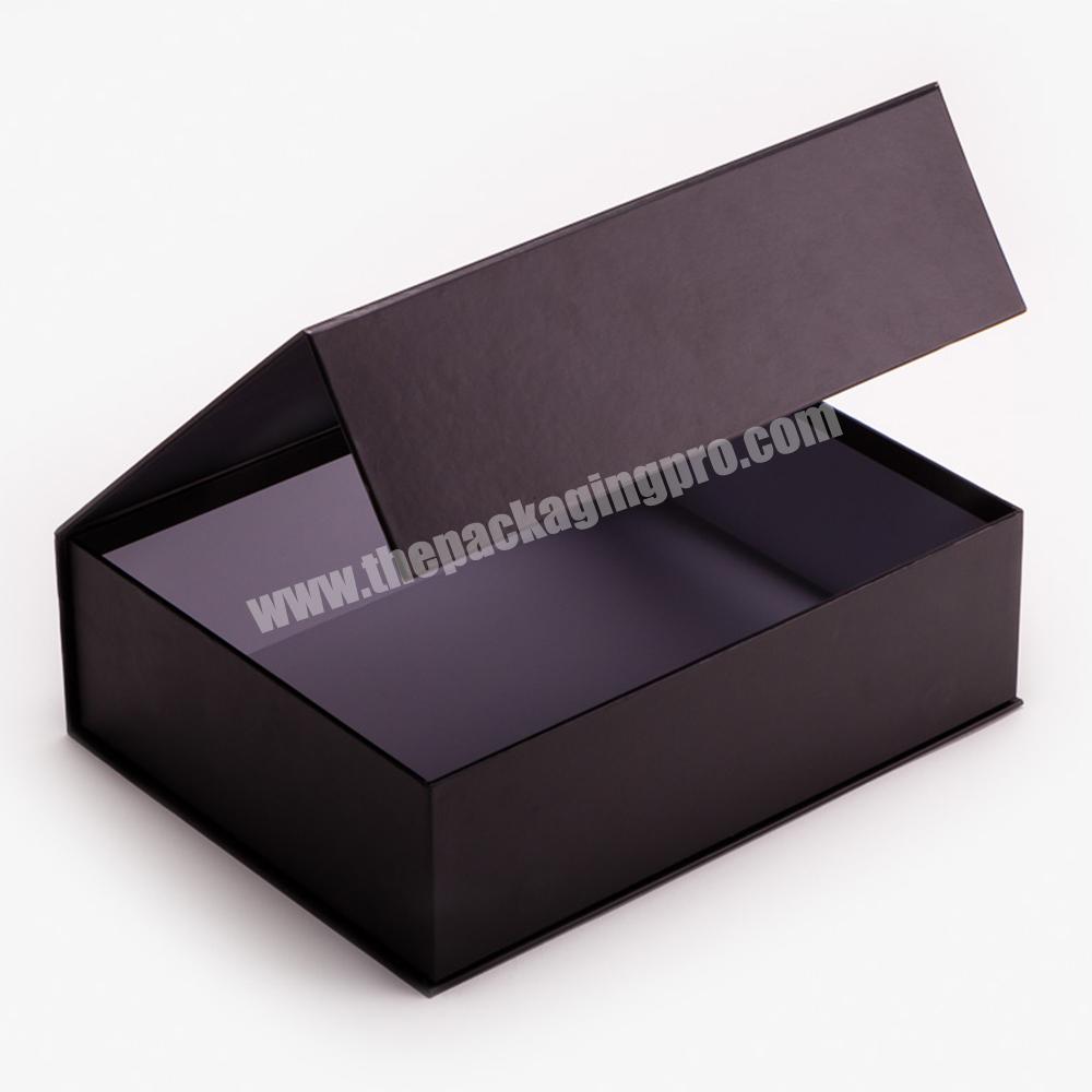 Customized Logo Black Book Shape Style Rigid Magnetic Gift Packaging Box With Foam Insert