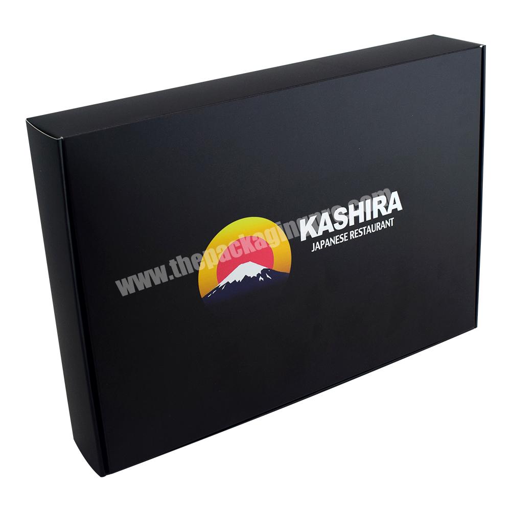 Customized Logo Printing Food Grade Disposable Takeout To Go Black Paper Delivery Packaging Bento Sushi Takeaway Box With Magnet