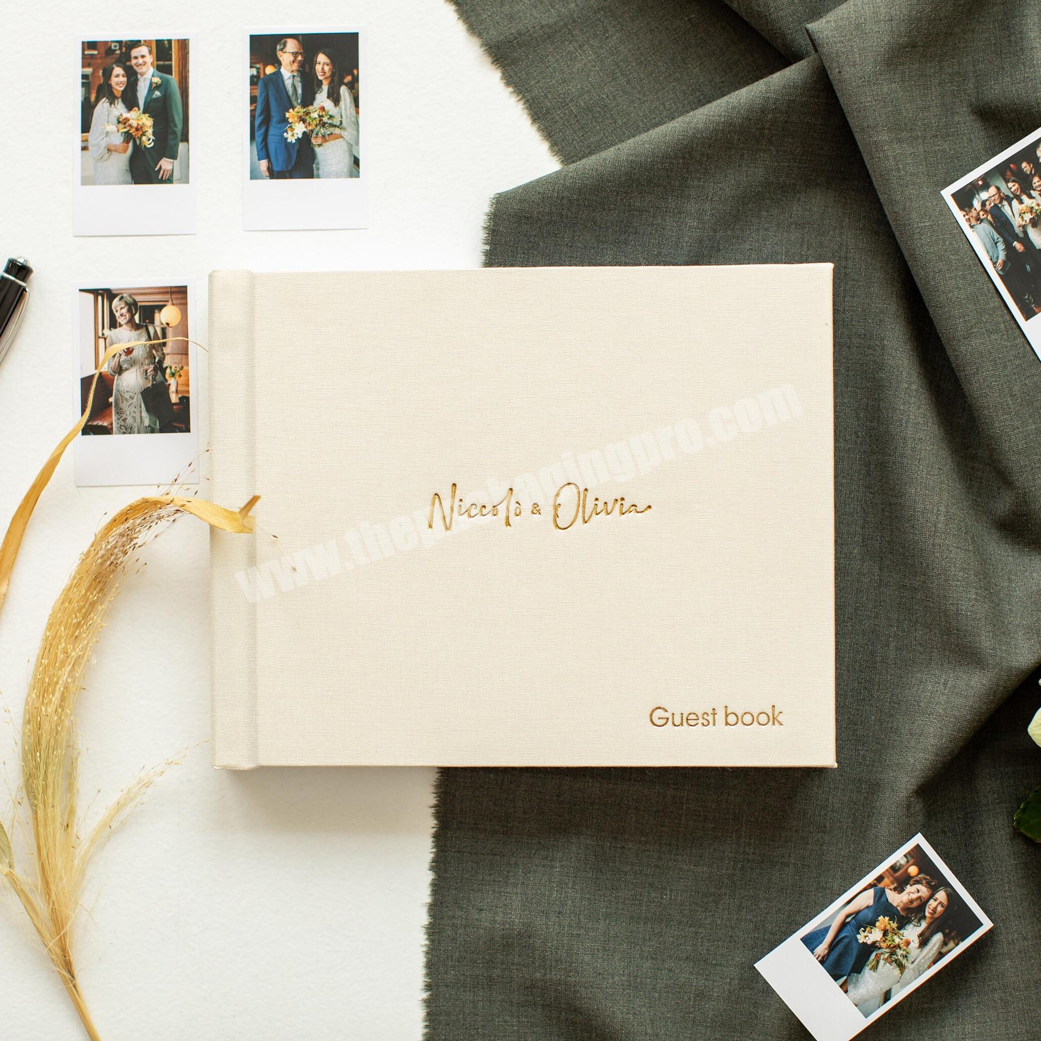 Customized Luxe Linen Hard Cover Custom Wedding Guest Book Wedding Photo Album Lay Flat Fuji Instax Picture Album Birthday Album