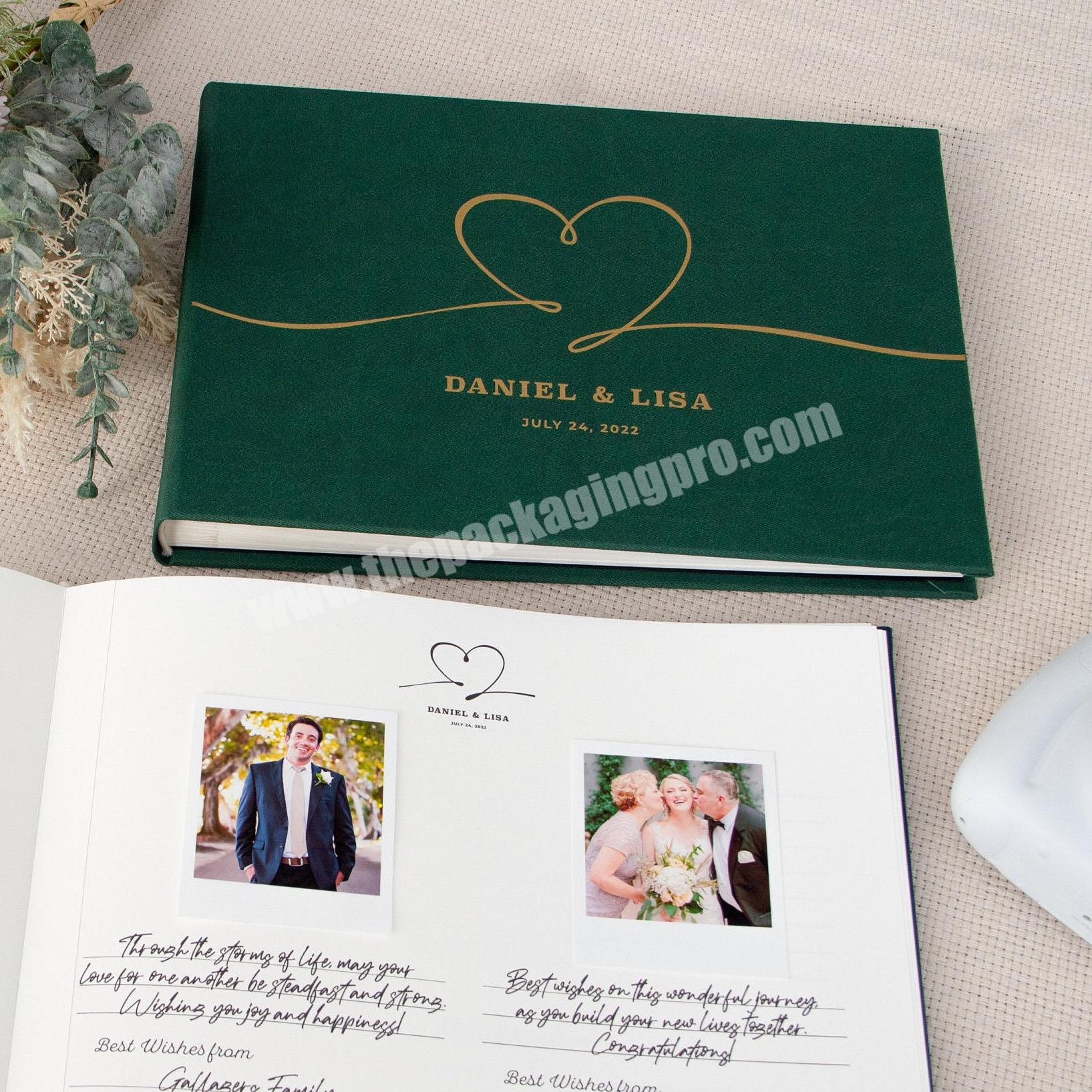 Customized Luxe Linen Velvet Cover Wedding Guest Book Wedding Photo Album Lay Flat Fuji Instax Picture Album Birthday Album