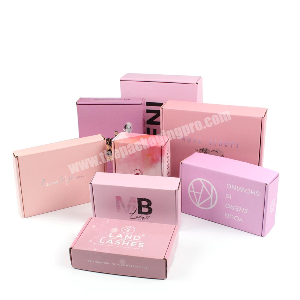 Customized Pink Color Coated Paper Wig Box Packaging Corrugated Hair Bundles Packaging Mailing Box
