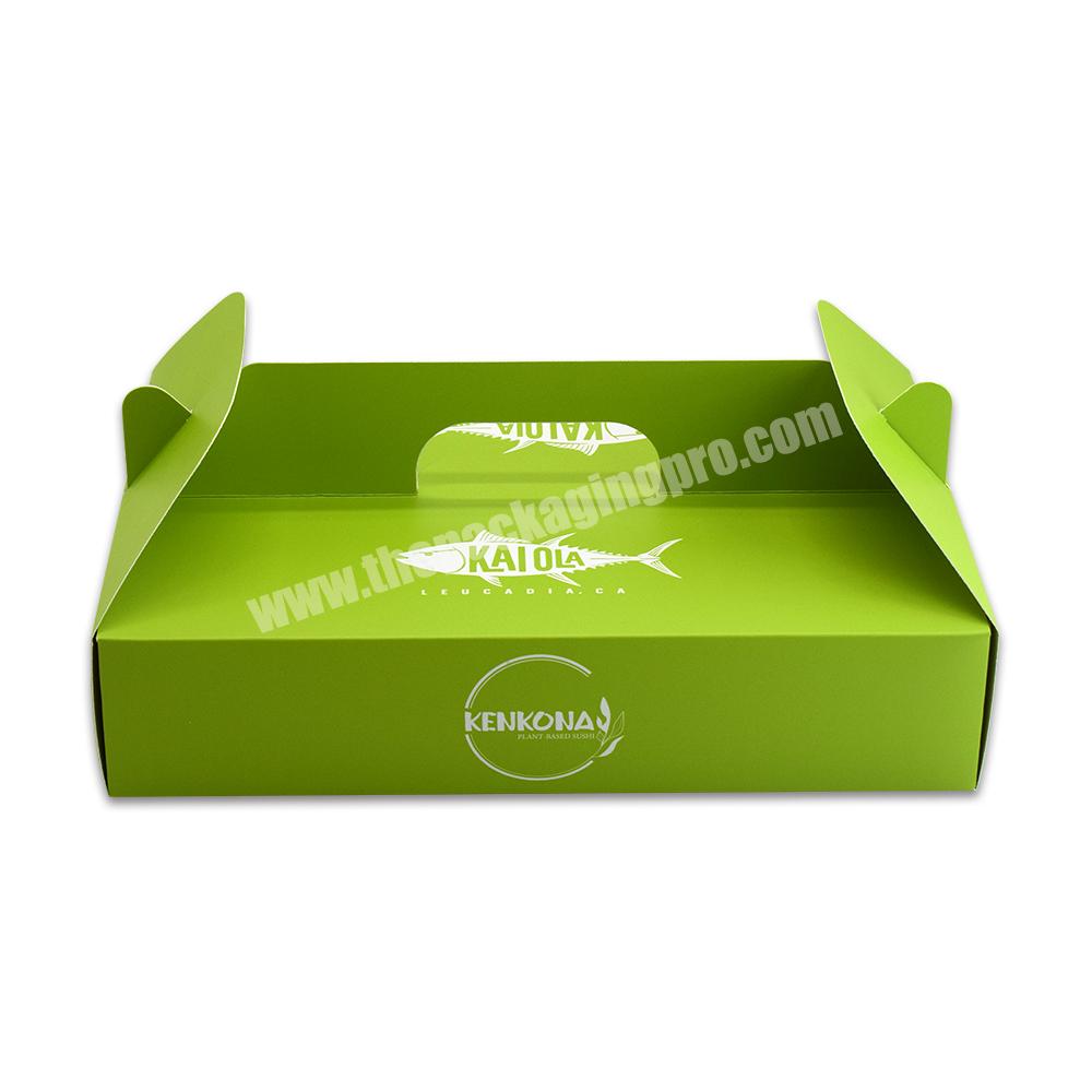 Customized Printed Food Grade Paper Restaurant Sushi Takeaway Box Delicatessen Food Packaging Box with Handle