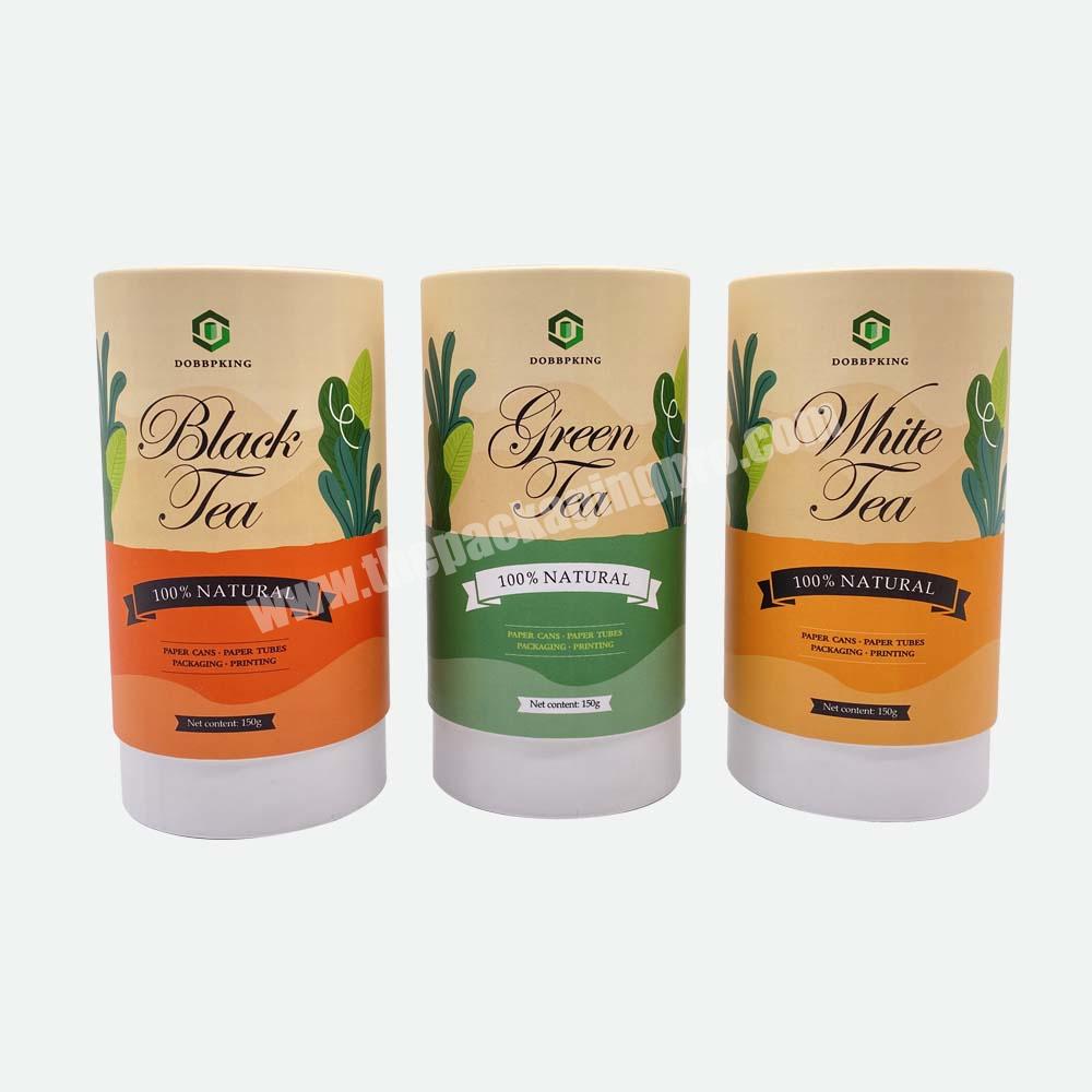 Customized Printing Cardboard Airtight Paper Food Grade Tube Canister Package For Loose Tea