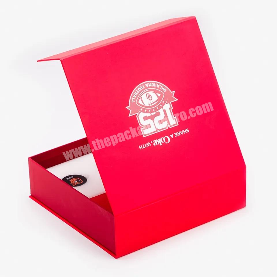 Customized Red Hard Case Cardboard Rigid Style Magnetic Closure Folding Gift Packaging Box With Insert