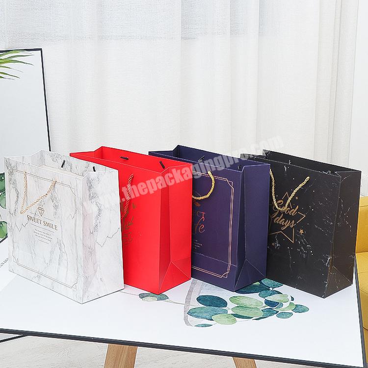 Customized Thank You Supermarket Packaging Shopping Bag Paper Packaging Gift Bags With Handles