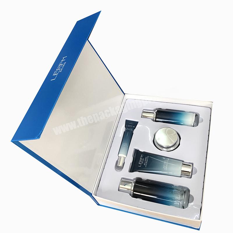 Customized book shape magnetic luxury gift boxes for skin care and cosmetics packaging