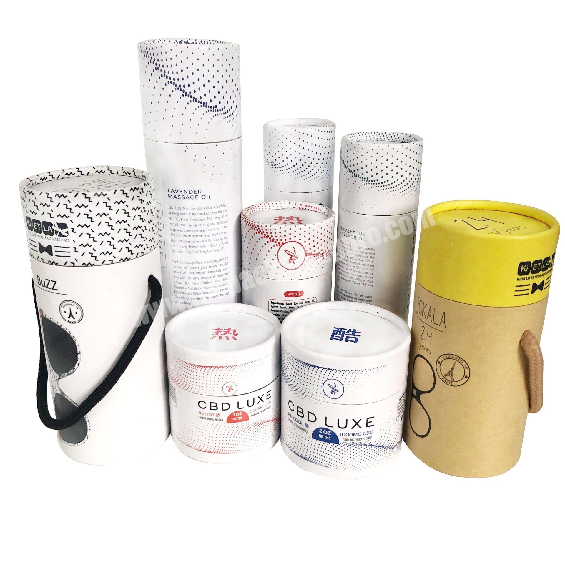 Customizing wholesale bulk  print white black cardboard cylinder box craft paper bottle tube packaging