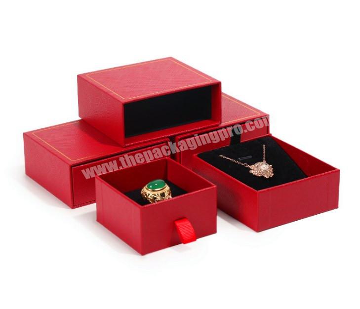 Delicate Eco-friendly Chinese Red Cardboard Paper Box Sliding Pull Out Drawer Box for Jewelry