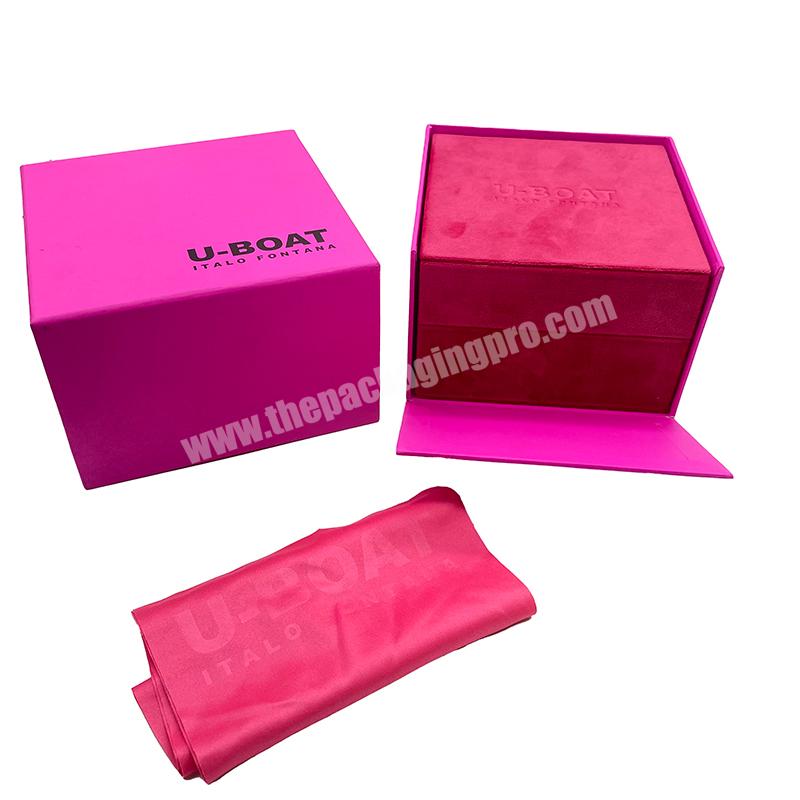 Delicate Handmade Pink Velvet Watch Box Women Watch Storage Box