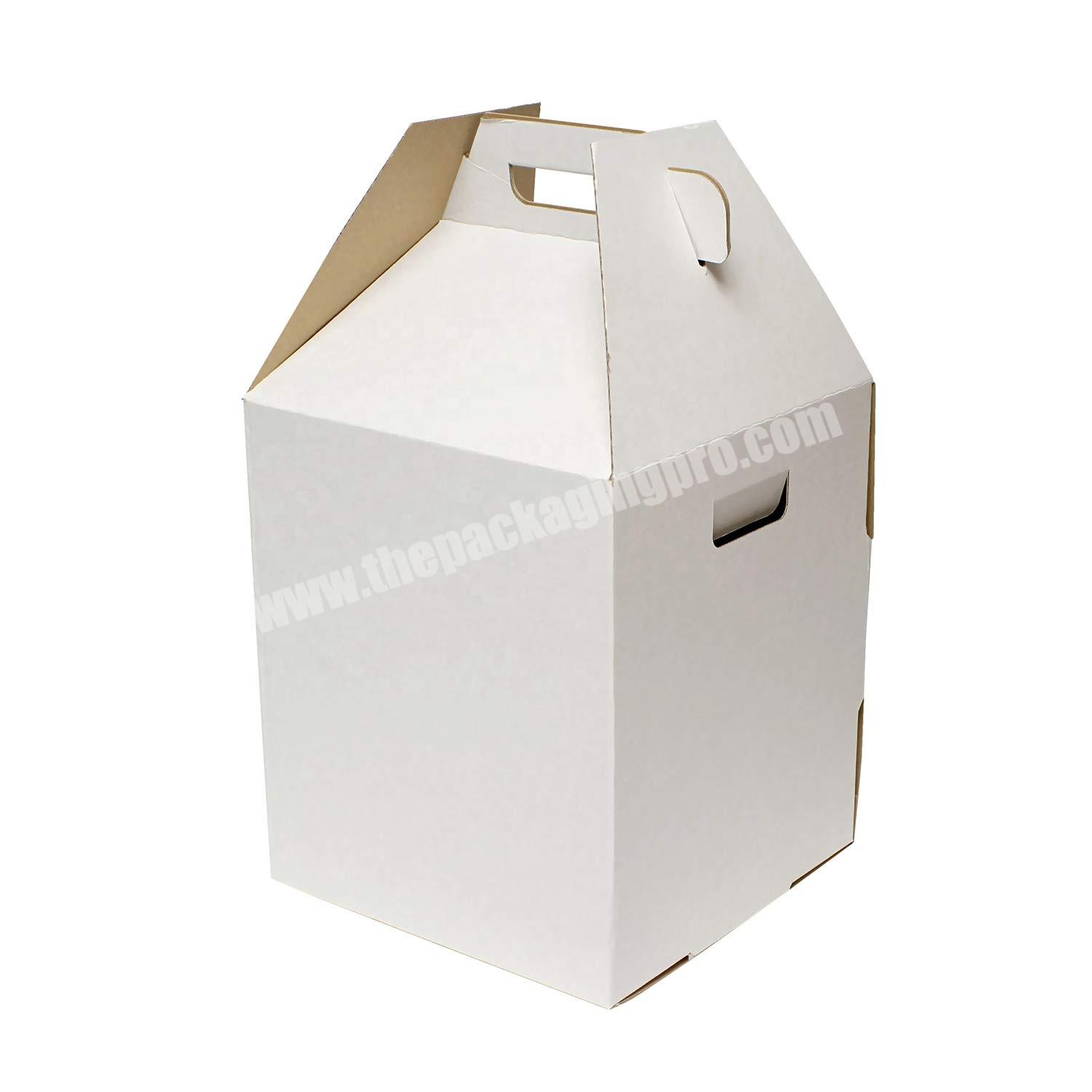 Disposable 14 Inch Tall Cake Box with Handles for 2 or 3 Layer Cake Carrier Gift Packaging Kraft Paper Customized