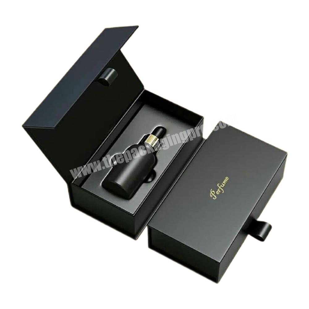 Double Tuck Box Essential Oil Perfume Bottle Hardbox Luxury Packaging Fancy Box For Small Business With Bow Foam Insert