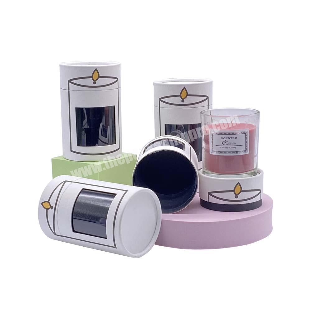 Eco Friendly  Aromatherapy Candles Paper Rigid Cardboard Round Tubes Packing With Window