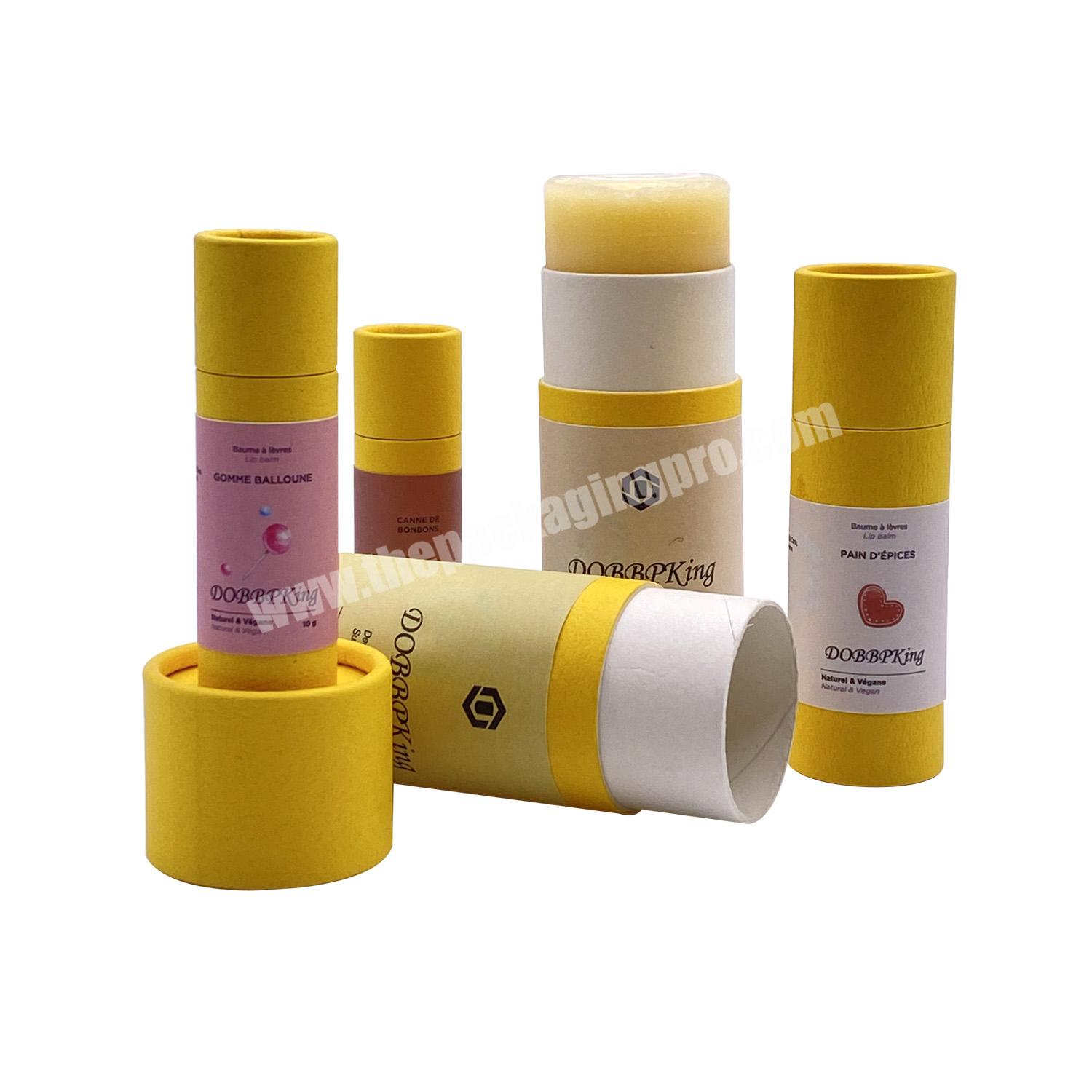 Eco Friendly 100% Recycled Emballage Cosmetiques Container Lip Balm Kraft Jar Cylinder Tube Deodorant Cardboard Packaging