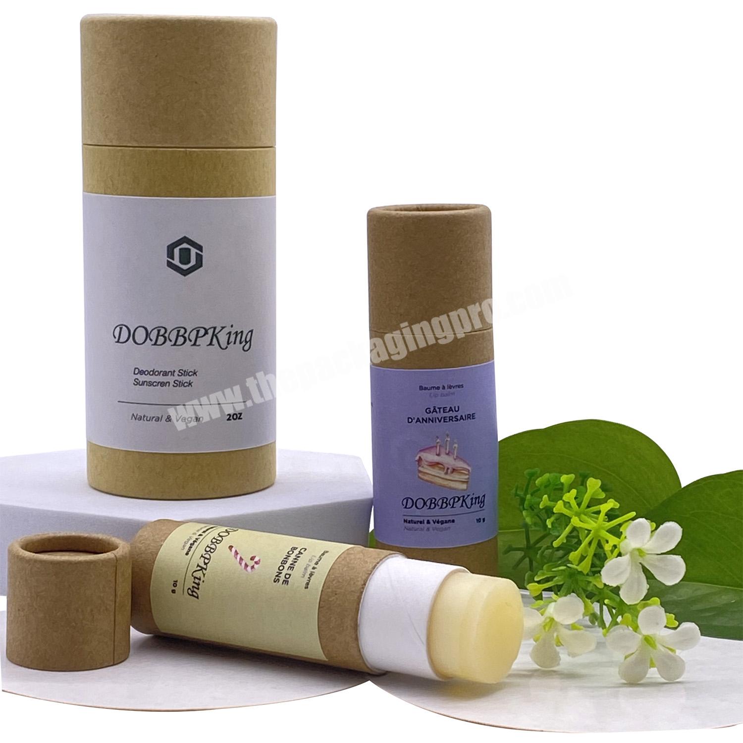 Eco Friendly Kraft  Paper Lipstick Push Up Deodorant Tube Biodegradable Cardboard Cylinder Container Packaging