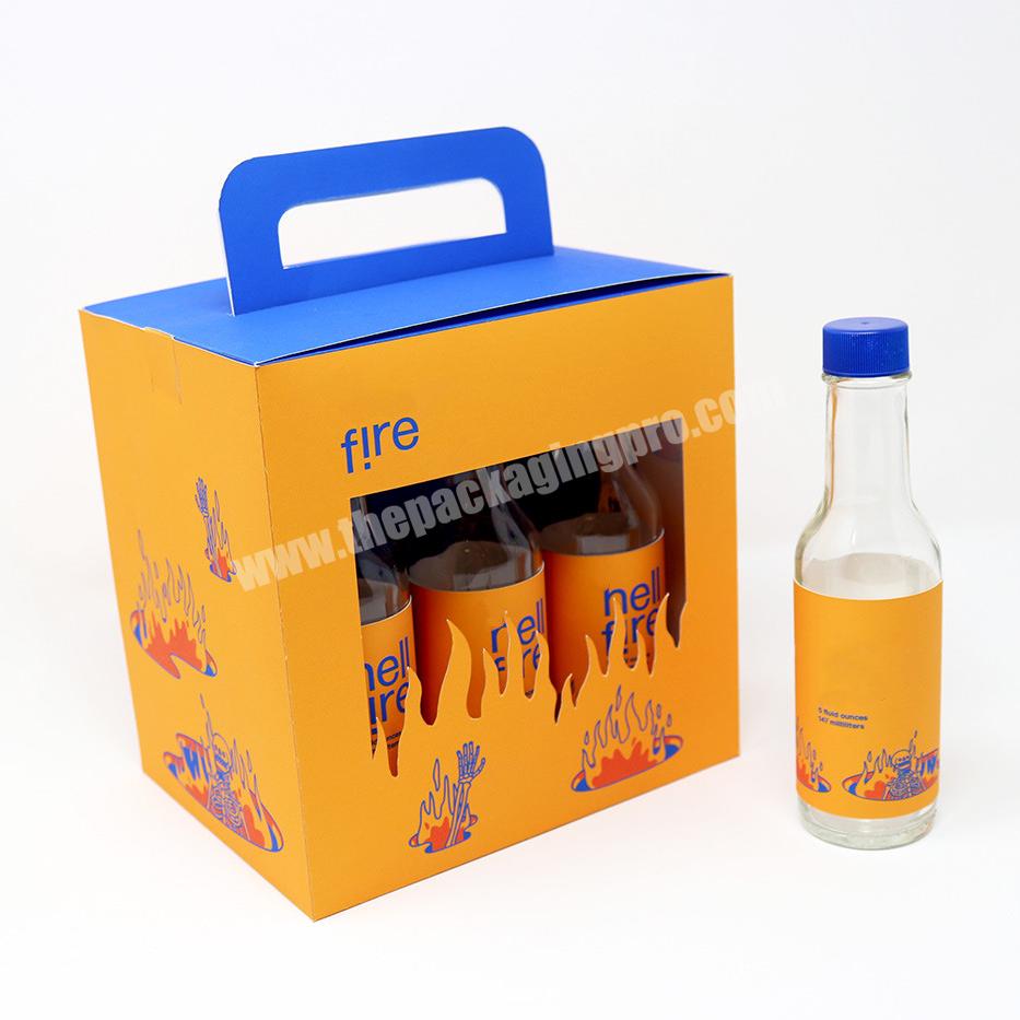 Eco Friendly Printing Custom Colorful Hot Sauce Package Box with Window and Stickers for Bottles Kit