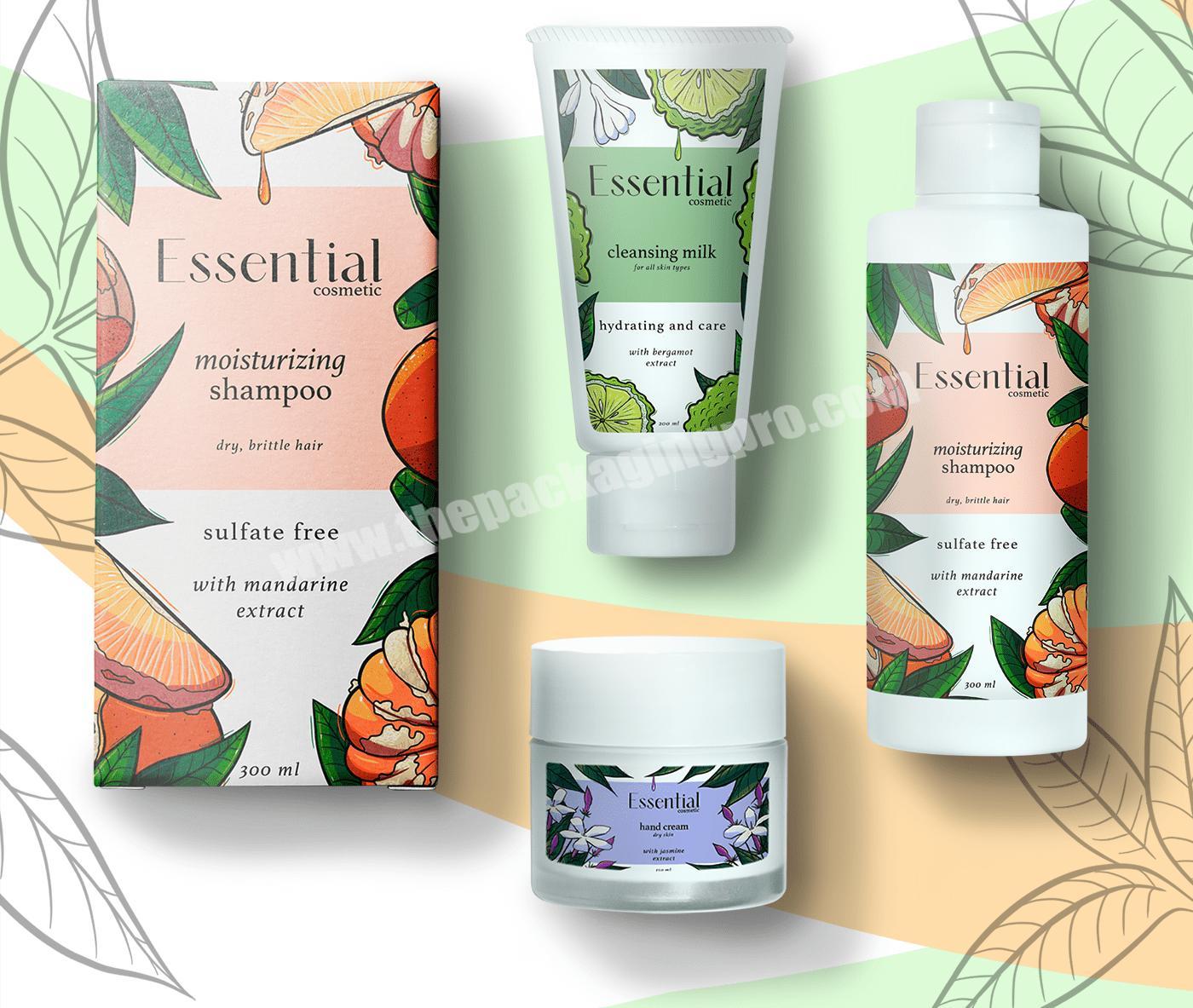Eco Friendly Printing FSC Certs Colorful Cosmetic Package Kit Boxes for Skin Care Kit Cream Package Stickers for Essential Oil