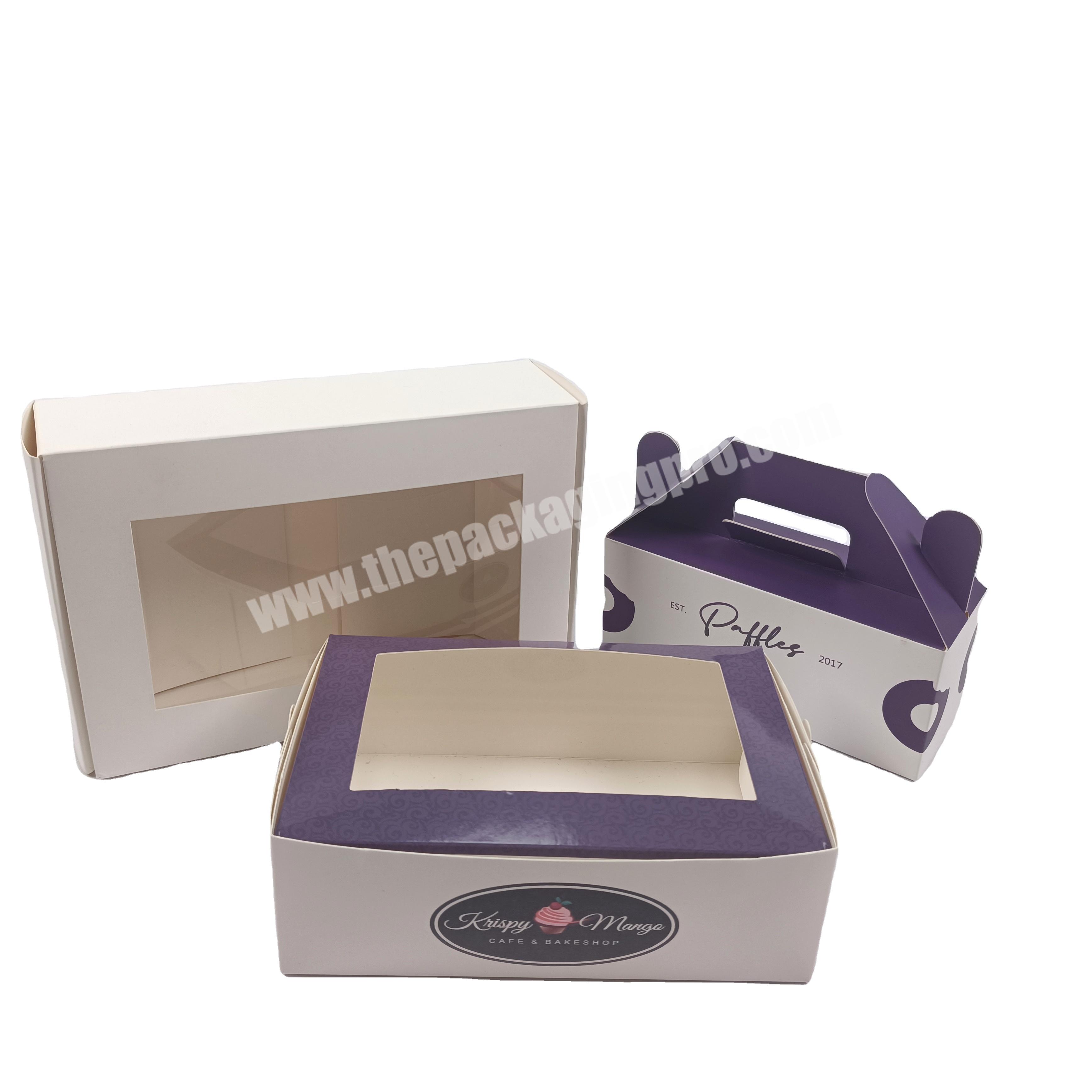 Eco-friendly  art paper custom bakery dessert packaging box with clear window