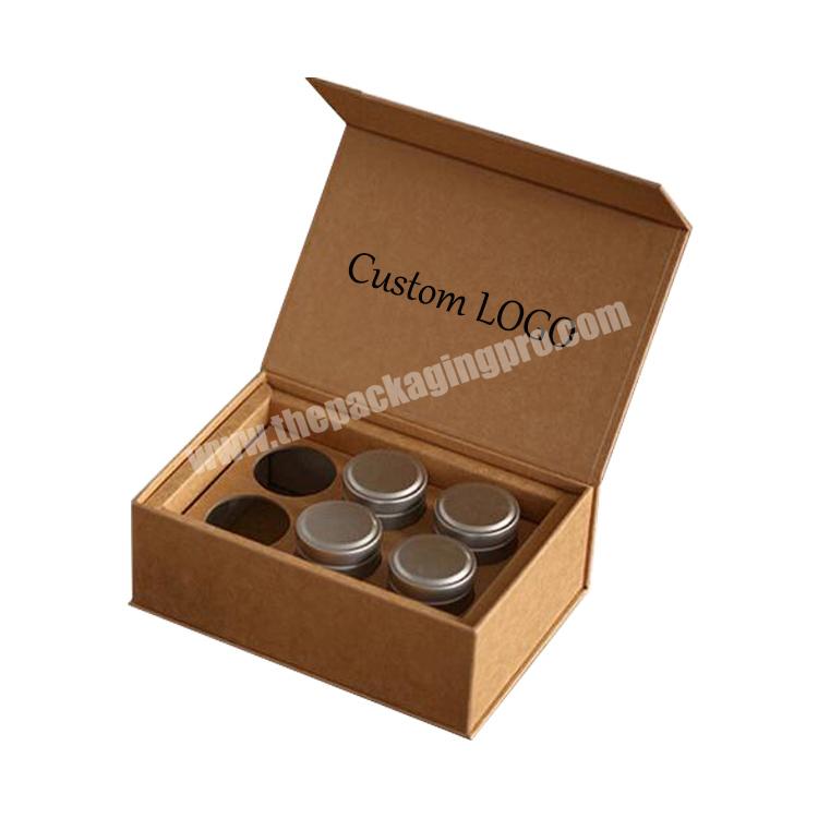 Eco-friendly Kraft Custom LOGO Printed Magnetic Lid Gift Box Wholesale Packaging for Coffee Tea Jars