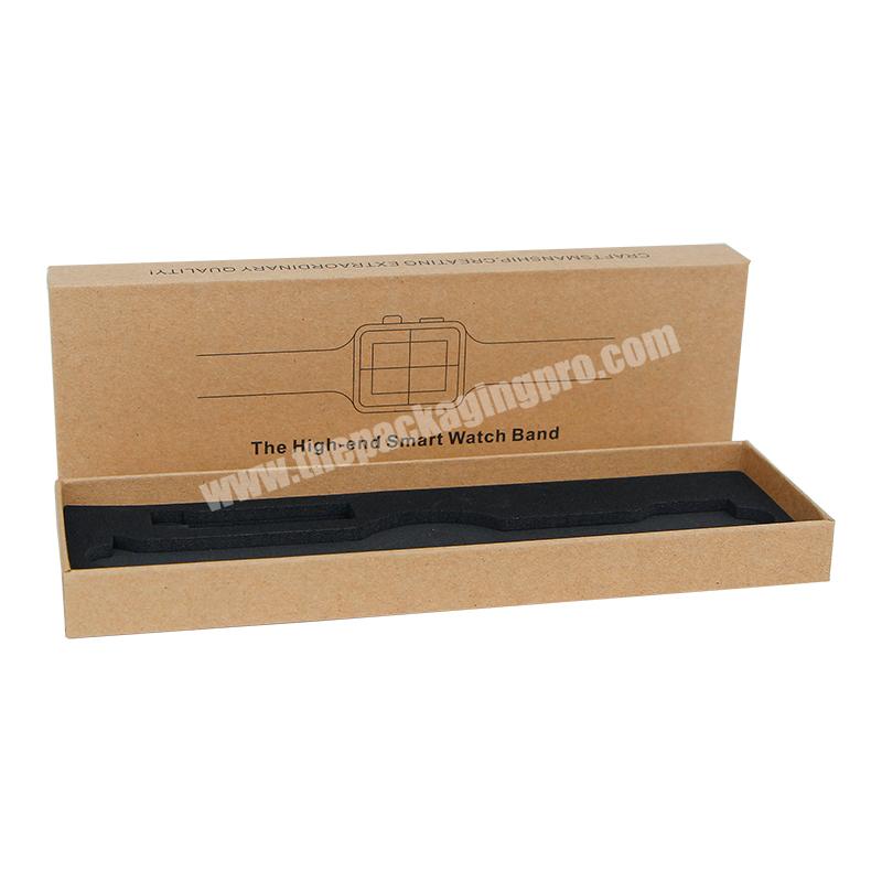 Eco friendly kraft paper Customized printed single watch box gift packaging with foam insert