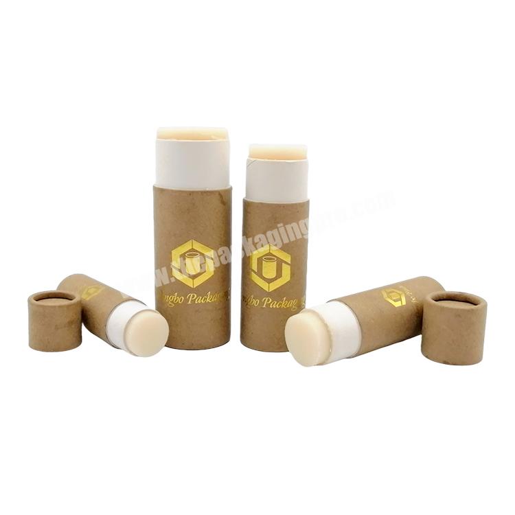 Eco friendly lip balm refillable deodorant push up paper tube packaging lotion bar round shape cardboard craft containers