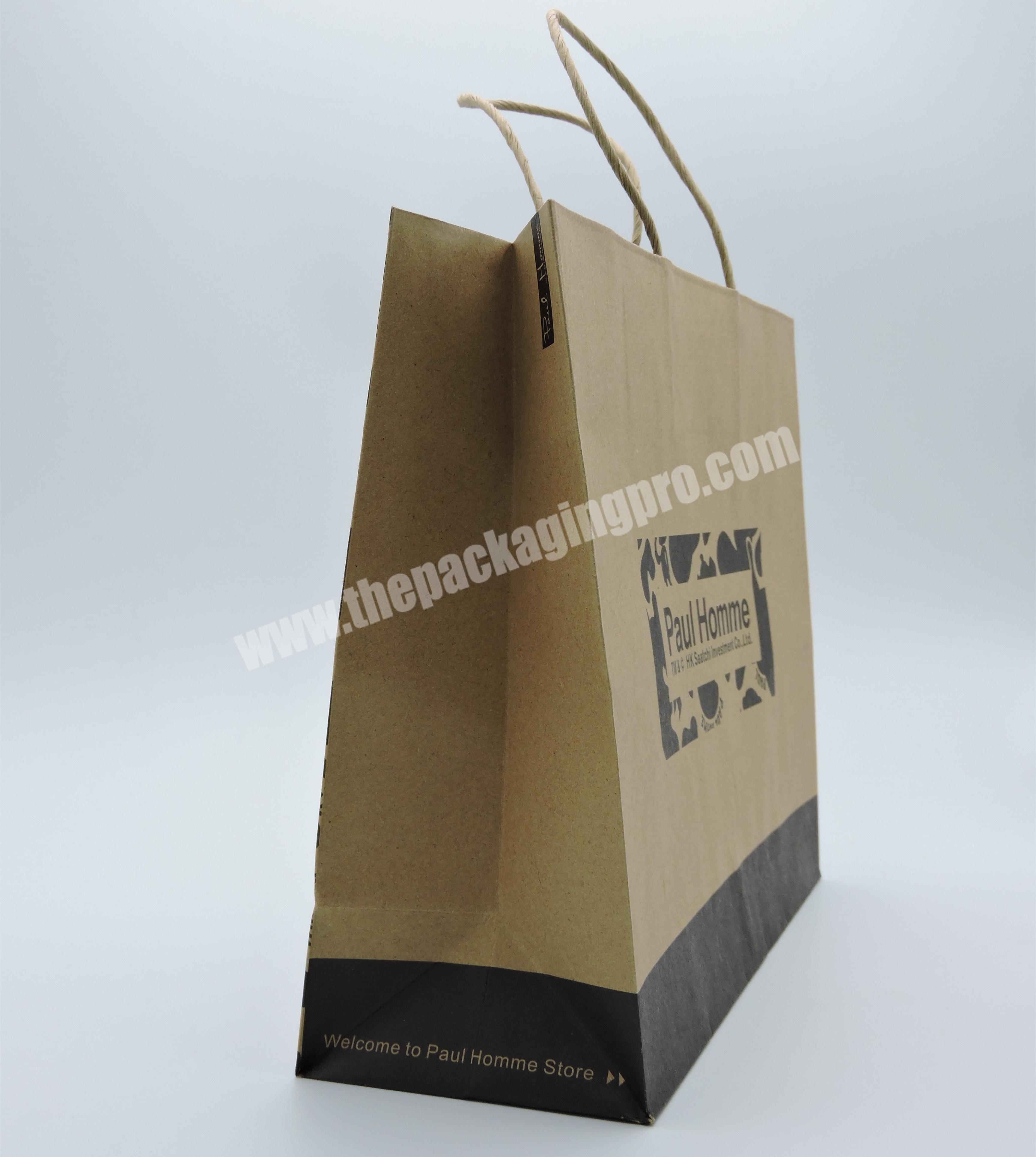 Eco friendly luxury gift paper bag with twisted handle custom shopping paper bag with your own logo brown kraft paper bag
